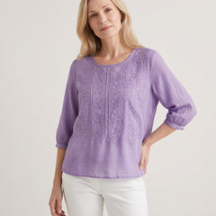 Violet Embroidered Boho Blouse - Purple