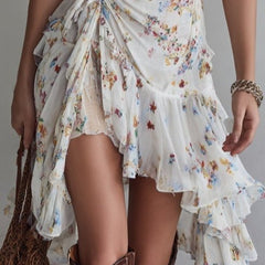 Estelle™ Retro Flower V-Neck Spaghetti Strap Mini Dress