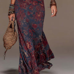 Béatrice™ Retro Halter Neck Floral Fishtail Maxi Dress
