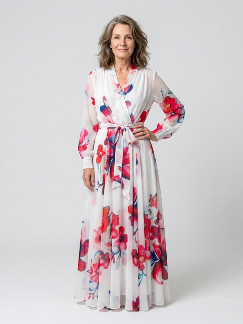 Lillian™ Floral Long Sleeve Wrap Maxi Dress