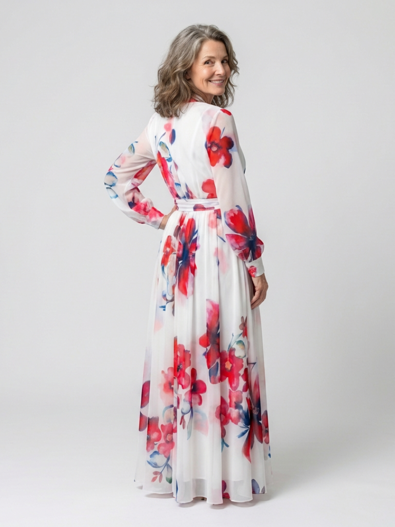 Lillian™ Floral Long Sleeve Wrap Maxi Dress