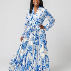 Lillian™ Floral Long Sleeve Wrap Maxi Dress