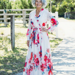 Lillian™ Floral Long Sleeve Wrap Maxi Dress