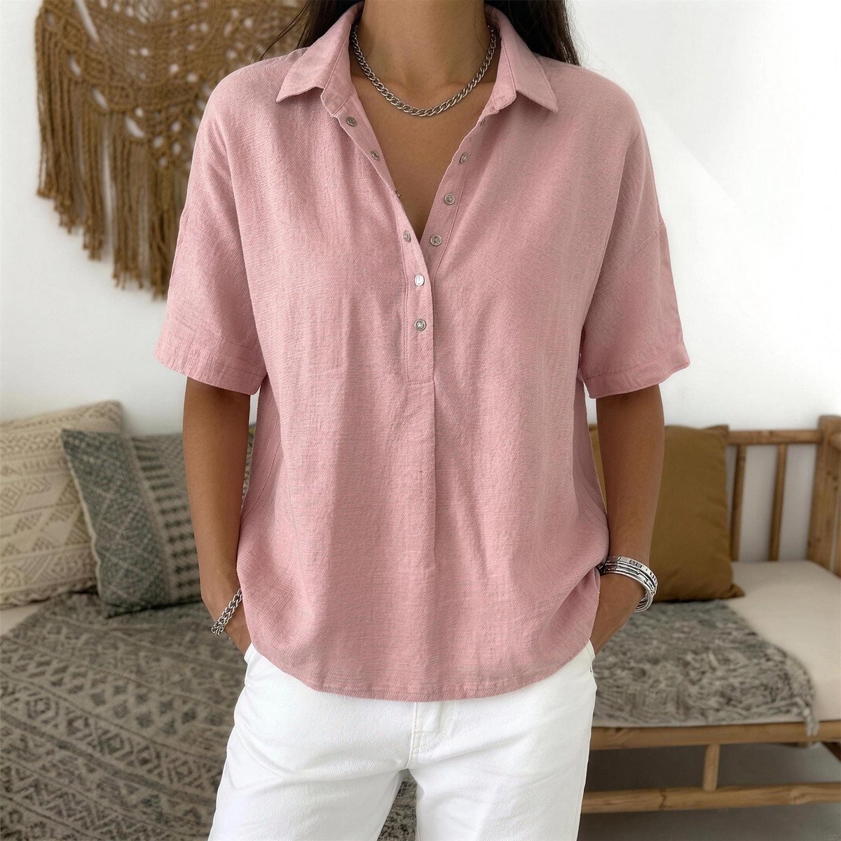 Tessa™ Collared Button Blouse