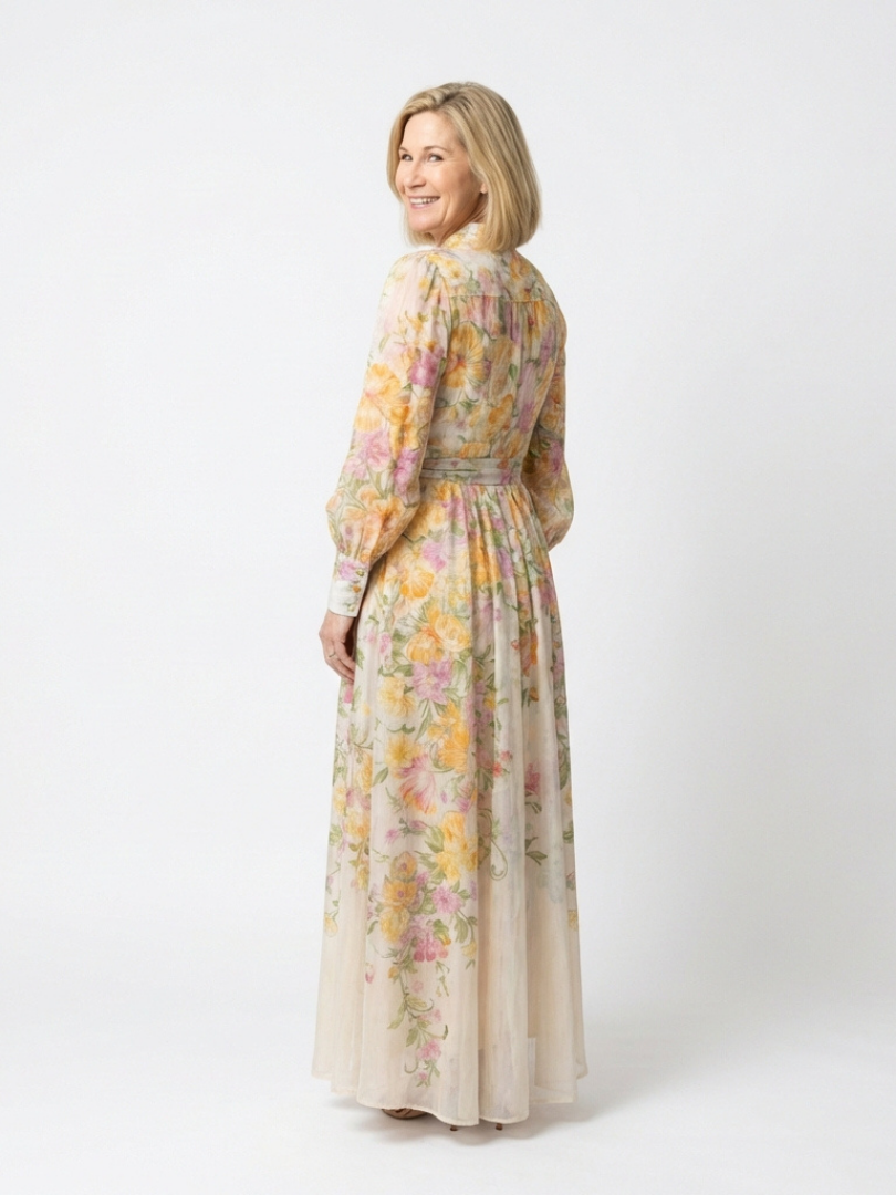 Cressida™ Floral Sheer Long Sleeve Maxi Dress