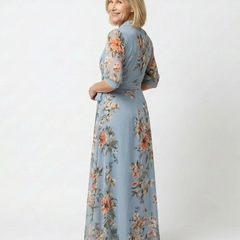 Elowen™ Floral Wrap V Neck Maxi Dress