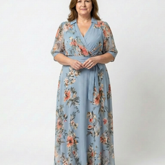 Elowen™ Floral Wrap V Neck Maxi Dress