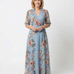 Elowen™ Floral Wrap V Neck Maxi Dress
