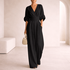 Elira™ Essential V-Neck Wide-Leg Jumpsuit