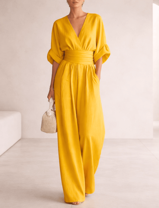 Elira™ Essential V-Neck Wide-Leg Jumpsuit