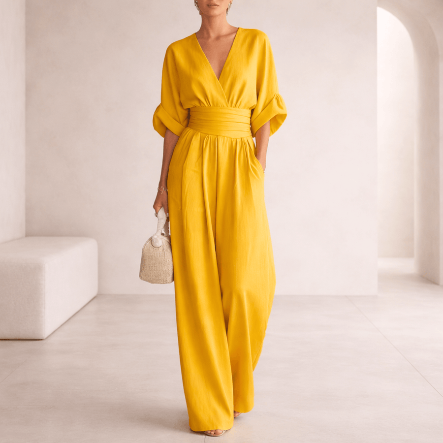 Elira™ Essential V-Neck Wide-Leg Jumpsuit
