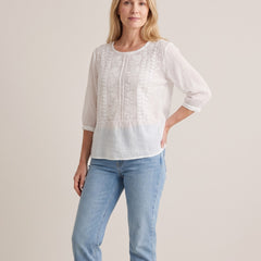 Violet Embroidered Boho Blouse - White