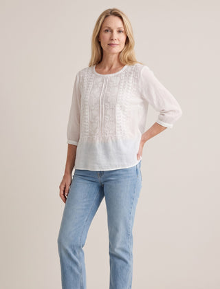 Violet Embroidered Boho Blouse - White