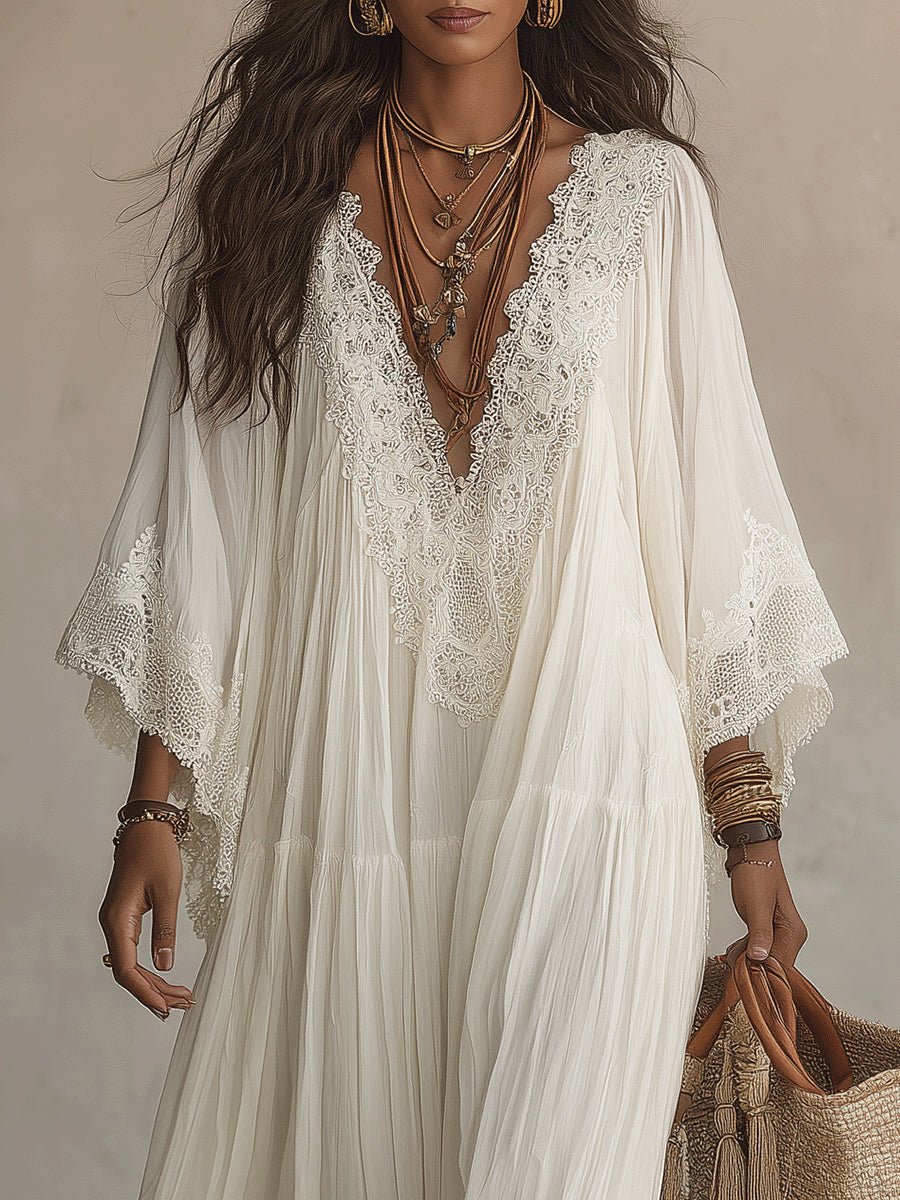 Clémence™ V-Neck Batwing Sleeve Maxi Dress