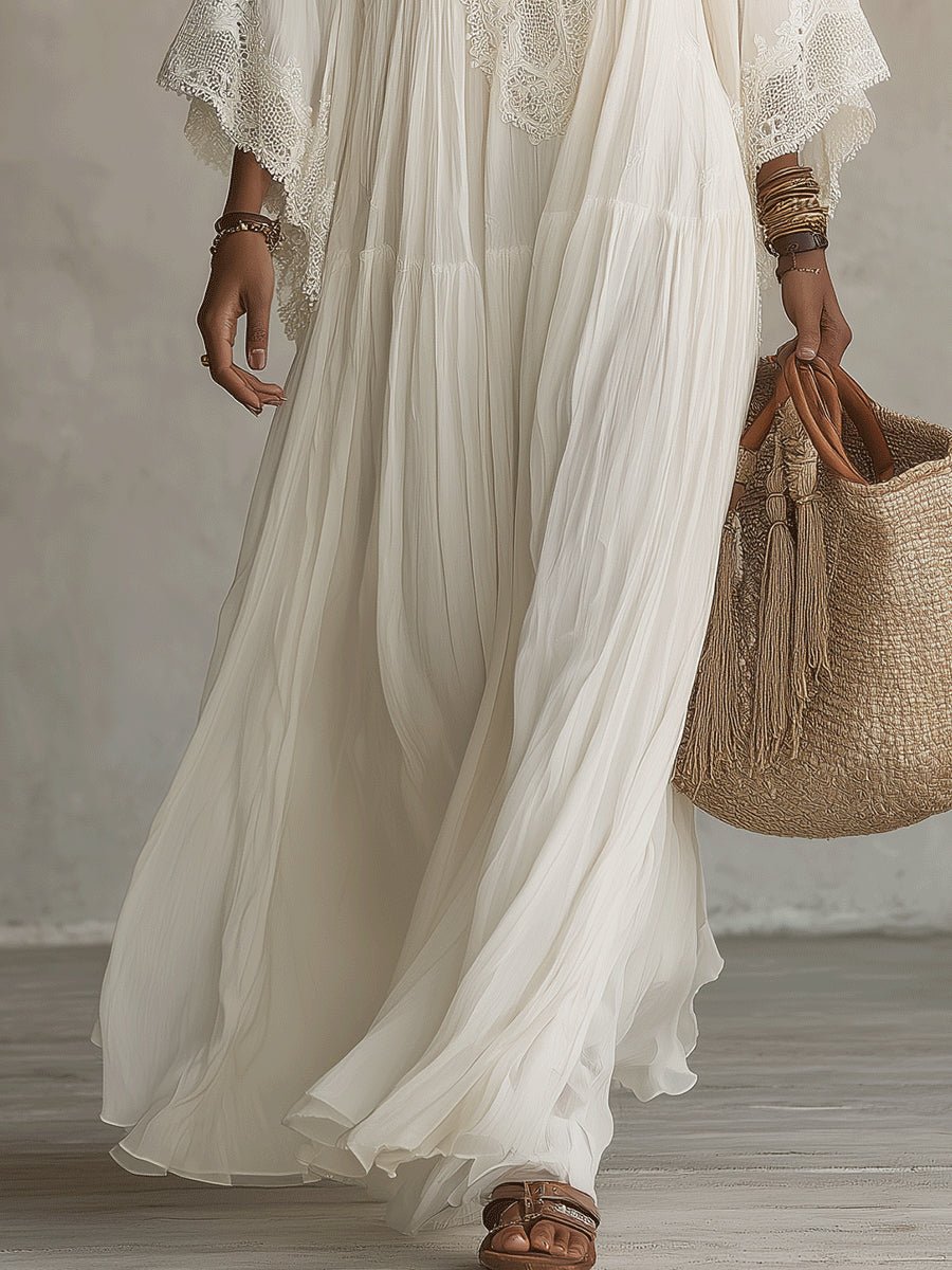 Clémence™ V-Neck Batwing Sleeve Maxi Dress