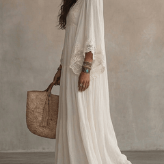 Clémence™ V-Neck Batwing Sleeve Maxi Dress