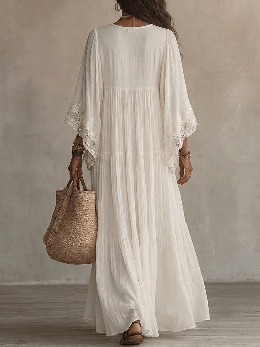 Clémence™ V-Neck Batwing Sleeve Maxi Dress