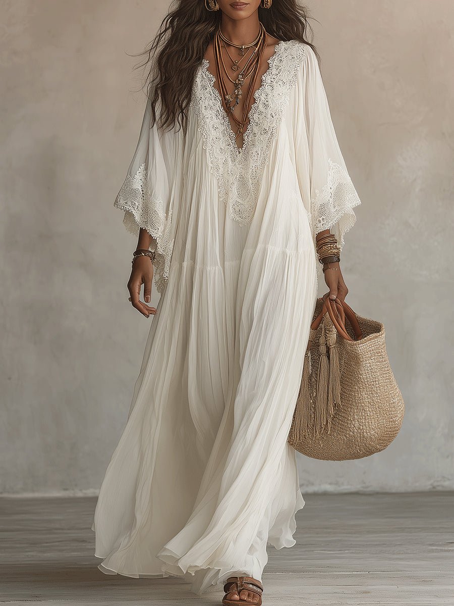 Clémence™ V-Neck Batwing Sleeve Maxi Dress