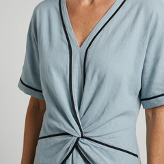 Women's Summer Dress | Twist Front Maxi V-Neck Trim