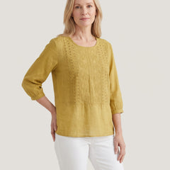 Violet Embroidered Boho Blouse - Yellow