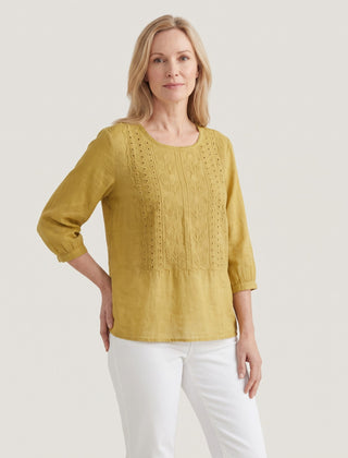 Violet Embroidered Boho Blouse - Yellow