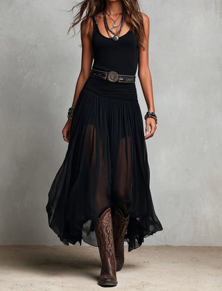 Jolie™ Sleeveless Tank Top with Tulle Skirt Maxi Dress