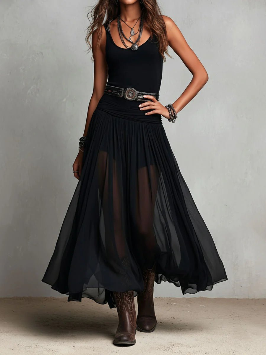 Jolie™ Sleeveless Tank Top with Tulle Skirt Maxi Dress
