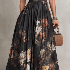 Rosalie™ Keyhole Collar Floral Pleated Midi Dress